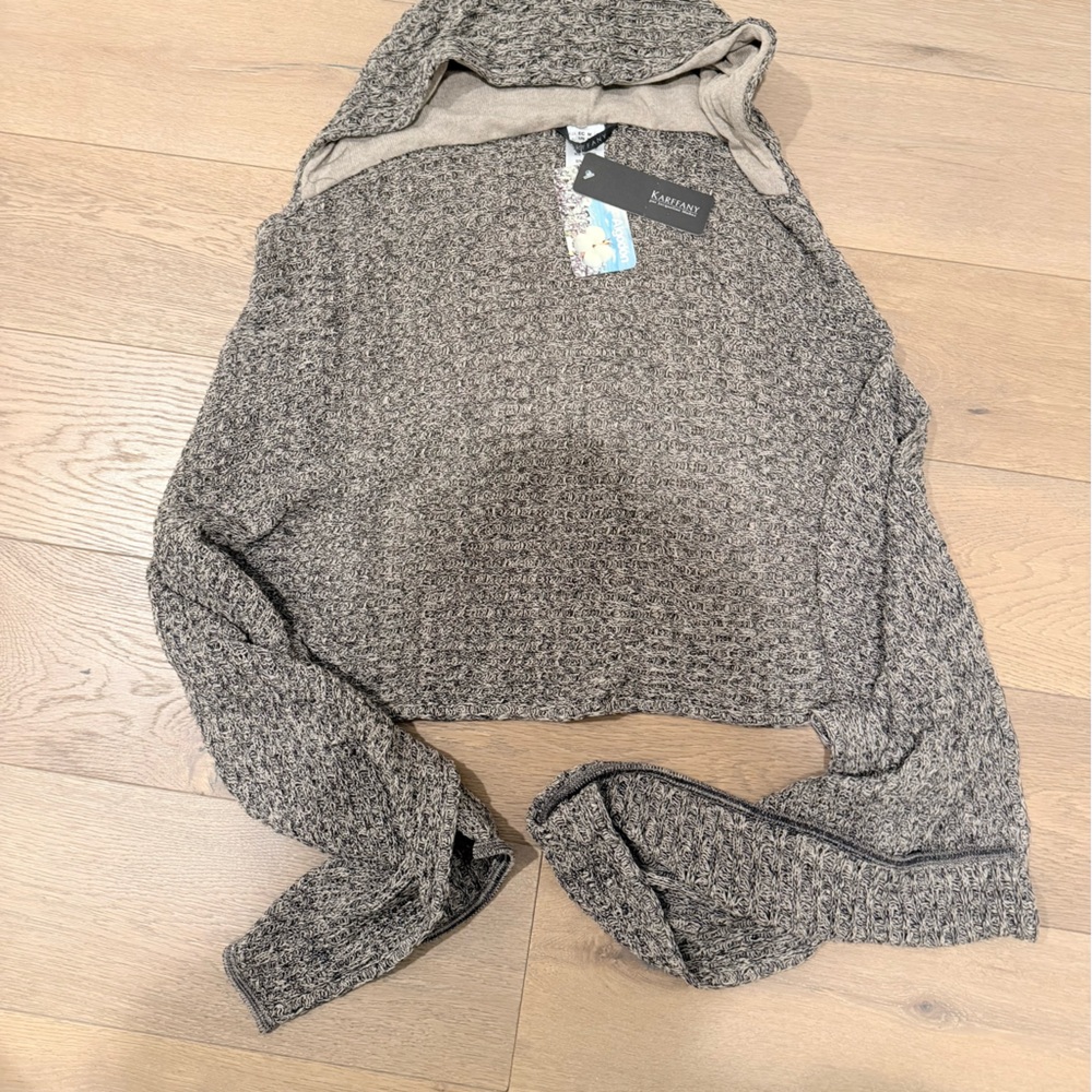 Gray Knit Scarf with hoodie